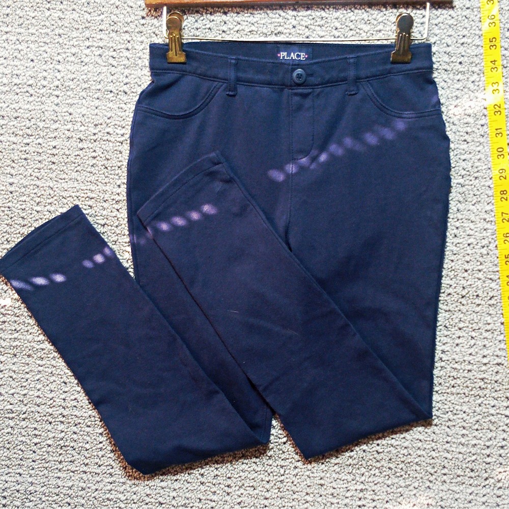 The Children's Place Girls Solid Navy Skinny Pants Size 14 Button w Pockets #E12